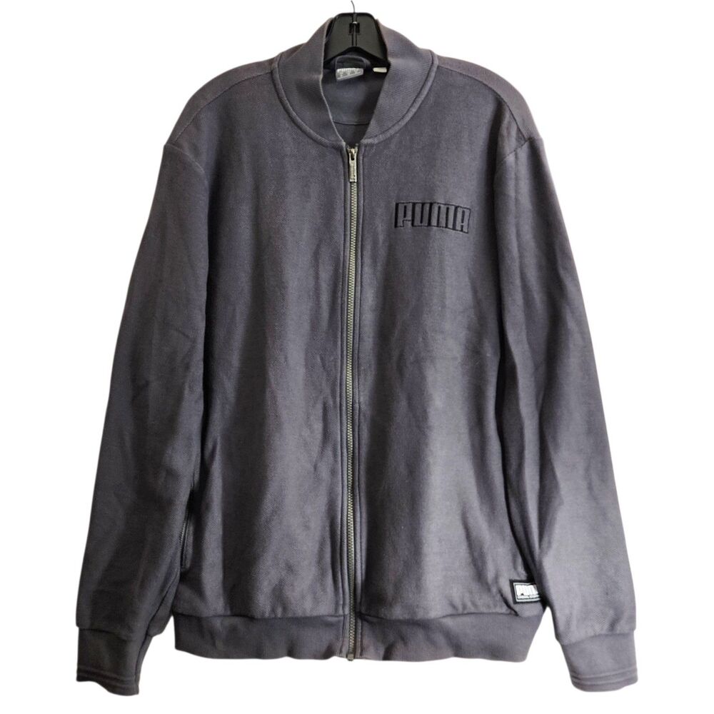 PUMA Original Sportswear Jacket Mens XL Gray Bomber Full Zip French Terry Knit
